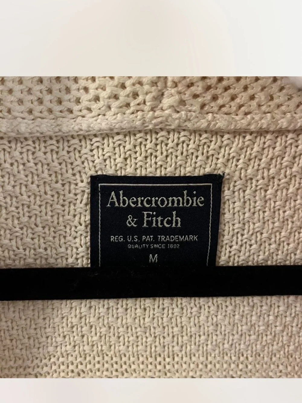 Abercrombie & Fitch Cream Shawl Collar Knit Cardigan